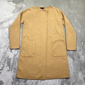 J Crew Juliette collarless sweater blazer Cardigan Tan XS Merino Wool Blend